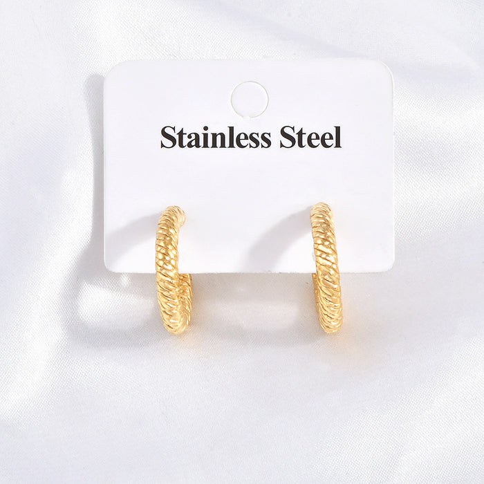 Wholesale European-style retro titanium steel high-end sense of personality twist earrings