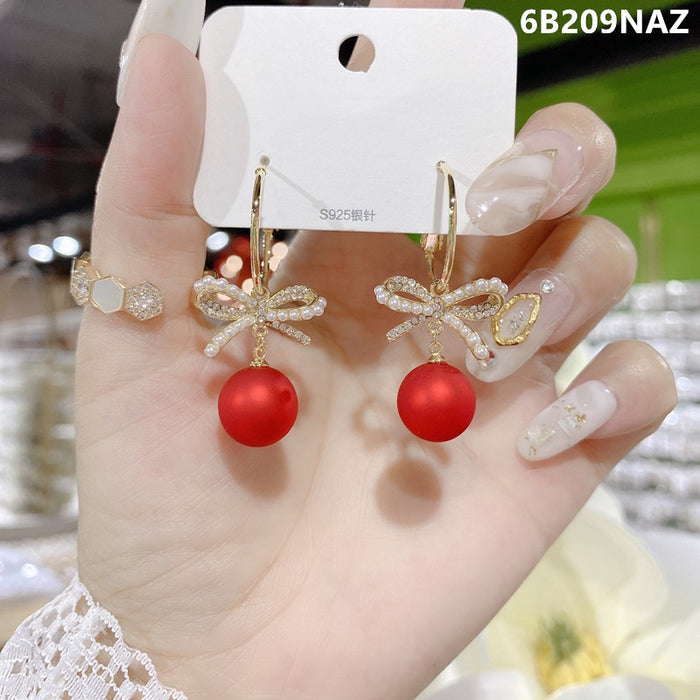 Wholesale   long earrings for women  red Agate Pearl earrings earrings