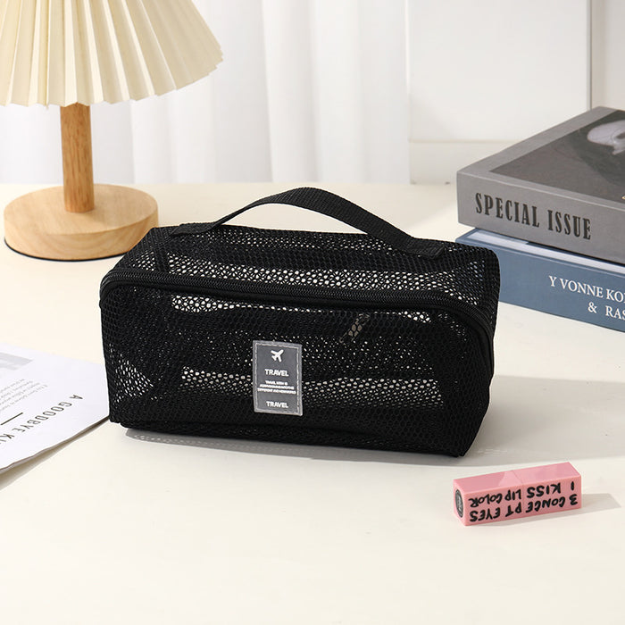 Wholesale Chic Mesh Cosmetic Bag Travel Multipurpose Organizer Handbag For Cosmetics Storage