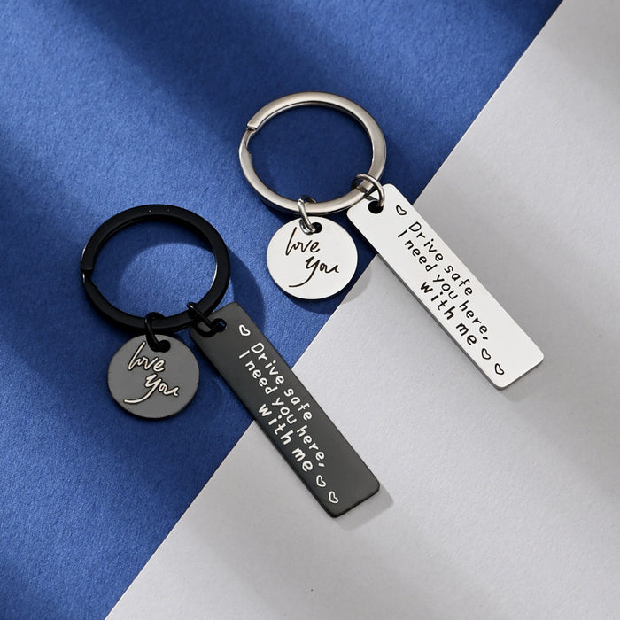 Wholesale Drive Safe Driving Stainless Steel Keychain JDC-KC-LinHeng001