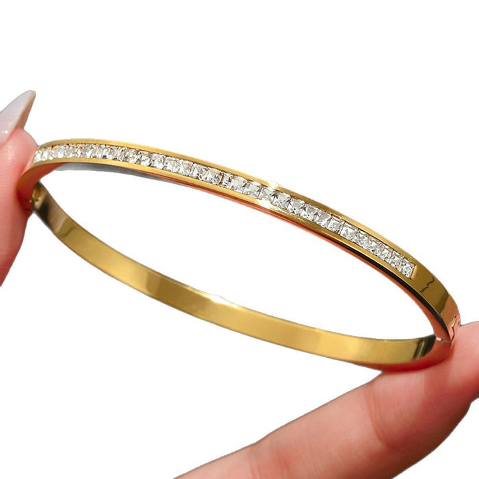 Wholesale 5 Piece Rhinestone Four Leaf Clover Bracelet Set Gold Plated Titanium Steel Fashion Jewelry Accessory