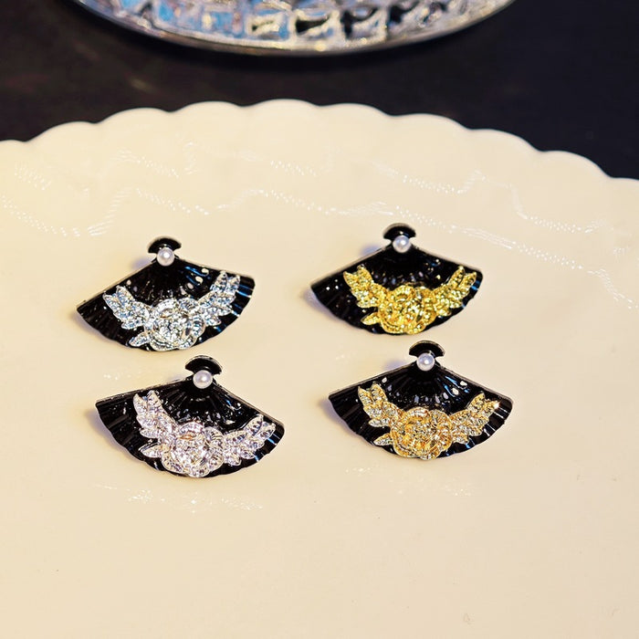 Wholesale Alloy Chinese Flower Wings Fan Oil Drop Earrings JDC-ES-SM007