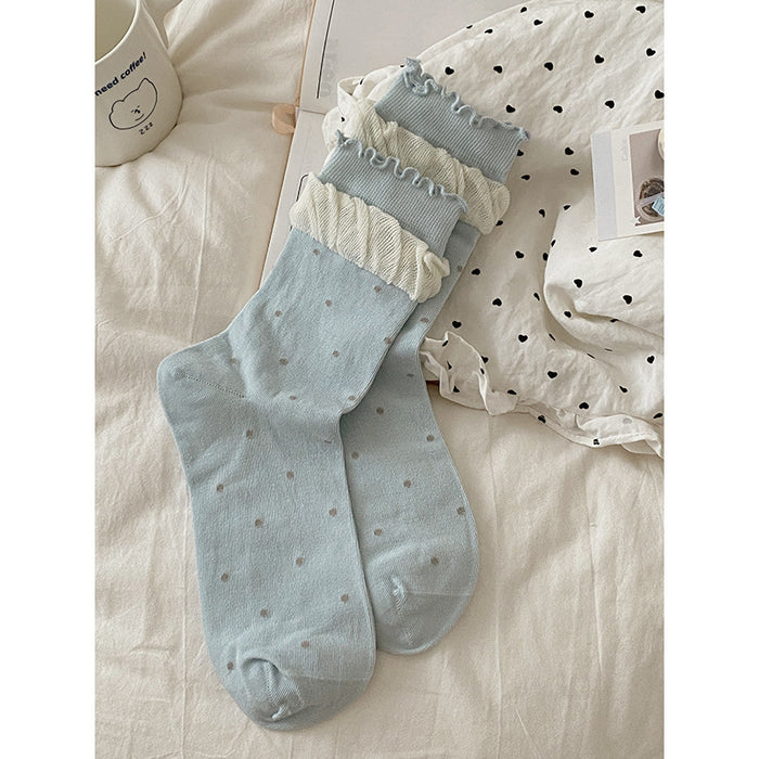 Wholesale Lace, double-layer fungus, edge, middle tube, socks, pile of socks, cotton