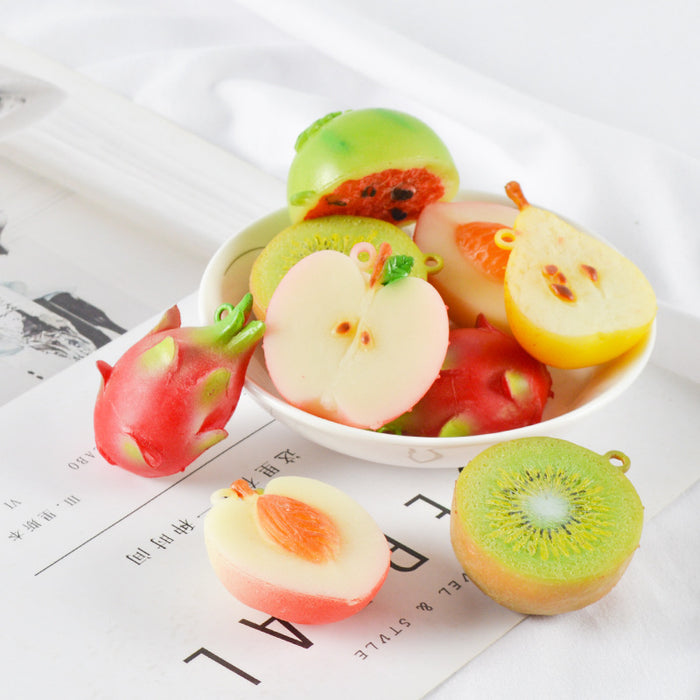 Wholesale PVC Fruit Keychain Bag Charm Simulated Dragon Fruit Decorative Accessory Trendy Gift