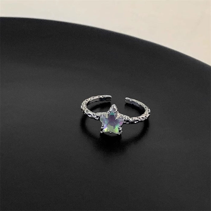 Wholesale Niche five-pointed star  pleated open ring