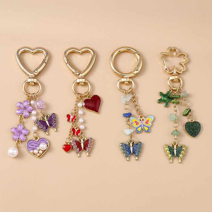 Wholesale Butterfly Heart Flower Metal Keychain