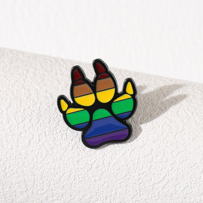 Wholesale Rainbow Animal Paw Brooch Metal Pin Fashion Decorative Accessory For Shoes Clothing Boutique Gift