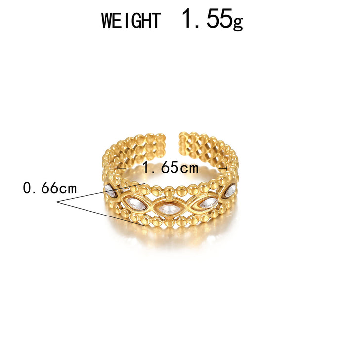 Wholesale Stainless Steel Gold Enamel Accented Rings