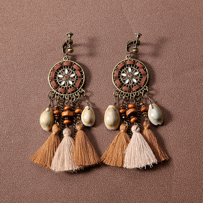 Wholesale Alloy Bohemian Retro Ethnic Style Su Long Earrings JDC-ES-Gumi003