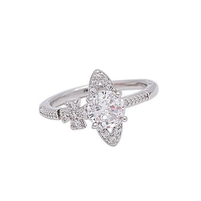 Wholesale Light luxury, niche, exquisite zircon open index finger ring, fashionable and personalized design ring