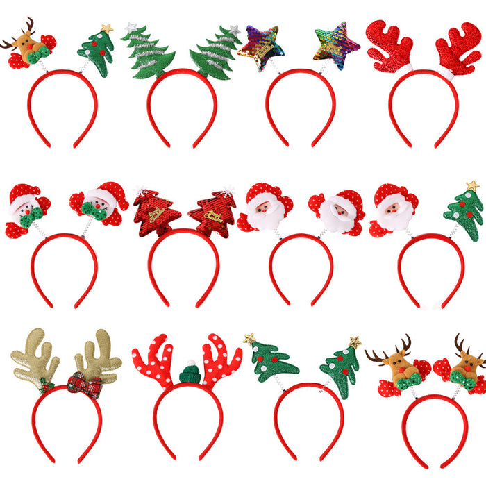 Wholesale Plastic Christmas Headbands With Antler And Star Design For Kids Party Hair Accessory