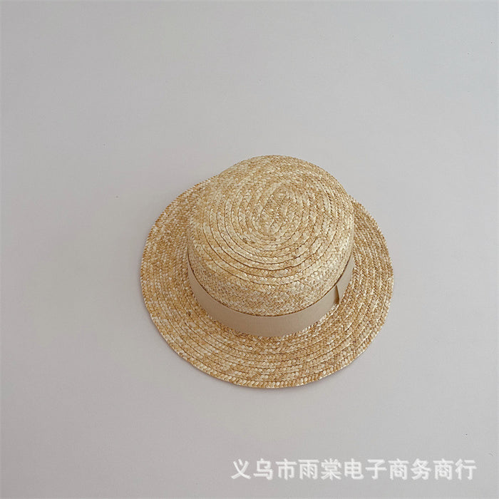 Wholesale children's straw hat western style wheat straw big brim baby beach hat