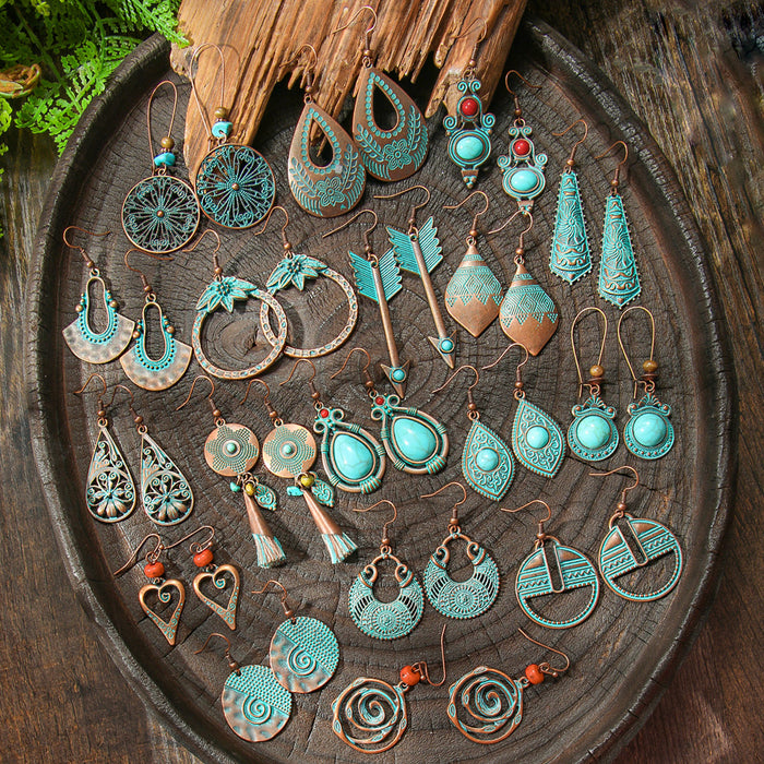 Wholesale Vintage Ethnic Geometric Earrings Fashion Jewelry Accessory MOQ≥2
