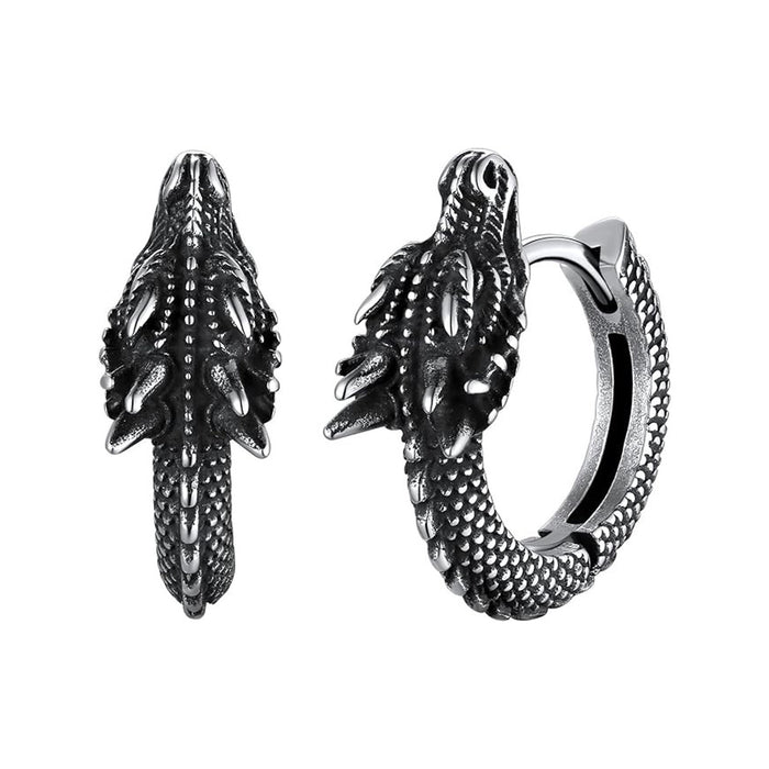 Wholesale Stainless Steel Retro Dragon Earrings Hip-Hop