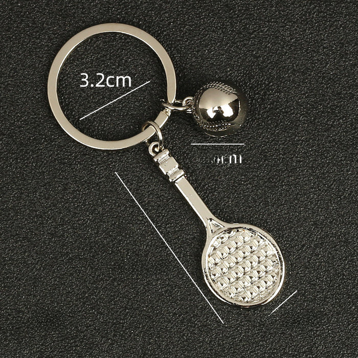 Wholesale Table tennis racket keychain, badminton tennis keychain, metal baked paint pendant, gift