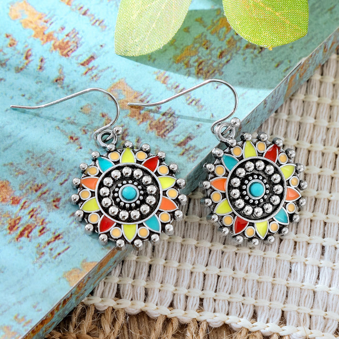 Wholesale 2pcs Vintage Ethnic Style Turquoise Earrings Bohemian Jewelry