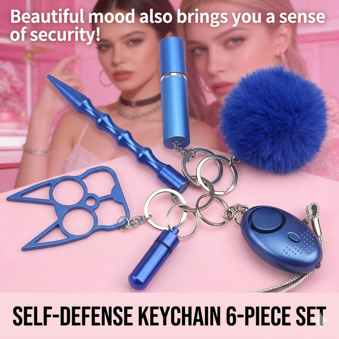 Wholesale Stainless Steel Women S Safety Keychain 6 Piece Set Personal Alarm Whistle Trendy Everyday Fashion Accessory For Boutique Resale