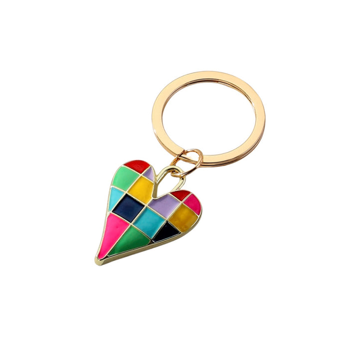 Wholesale Checkerboard Alloy Heart Devil Eye Keychain JDC-KC-RongRui070