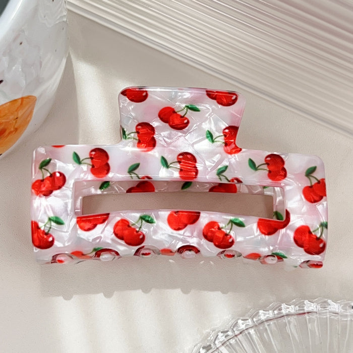 Wholesale Watermelon Print Square Hollow Acrylic Hair Claw Clip