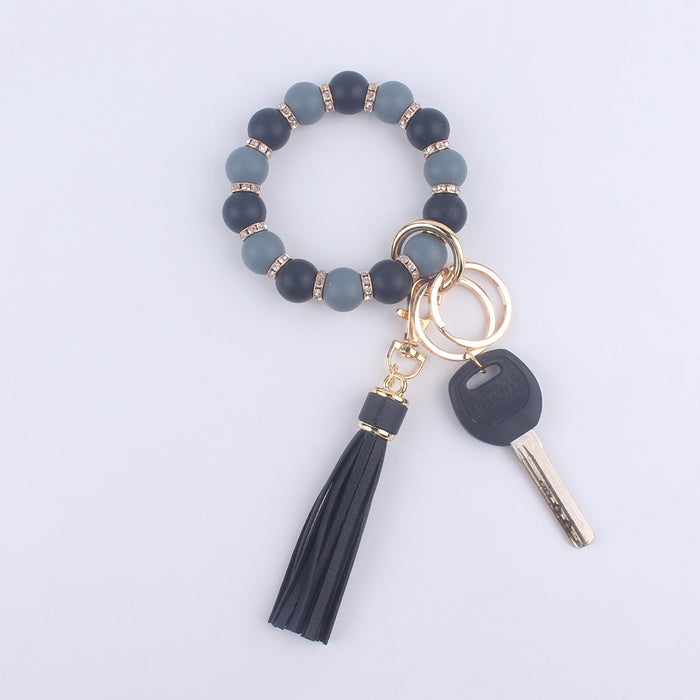 Wholesale Colorful Silicone Beaded Wrist Keychain JDC-KC-GuangTian020