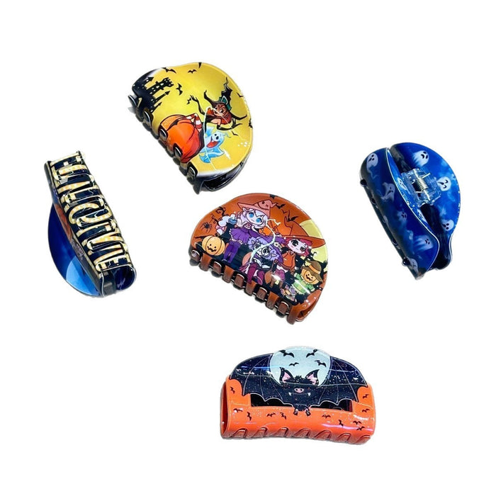 Wholesale Semicircular Shark Clip Witch Print Clip Anime Series Demon Ghost Ponytail Clip  Party Hair Accessories