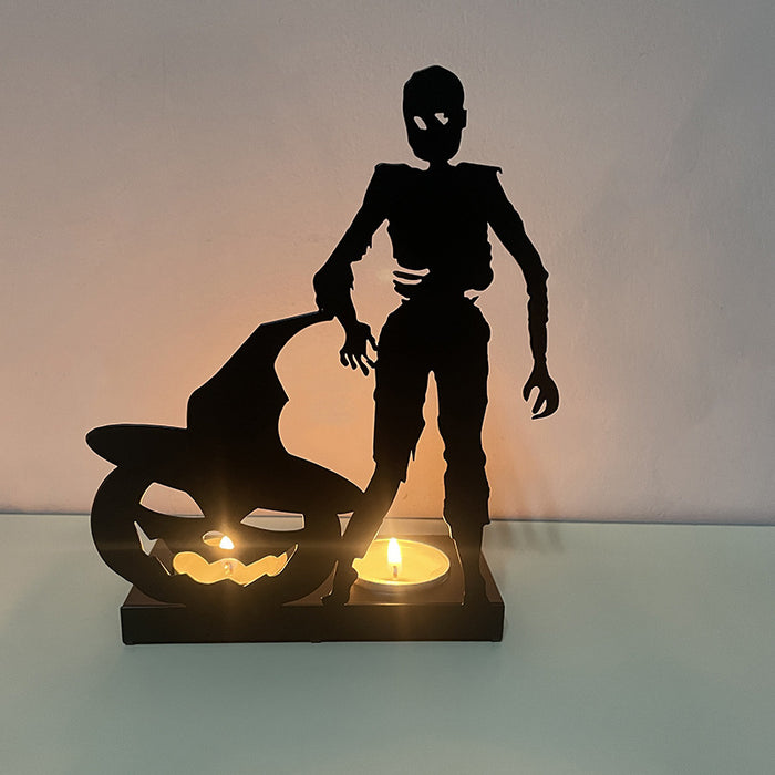 Wholesale Halloween Pumpkin Lantern Skeleton Candle Holder Iron Art Decoration JDC-OS-YFT003