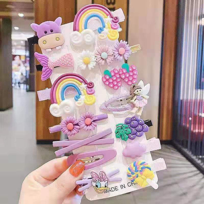 Wholesale Children's Candy Color Hair Clips 14 Pieces Set Baby Hair Accessories Set Cute Princess Baby Clip JDC-HC-MY012