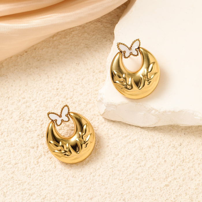 Wholesale Metal style butterfly earrings stainless steel geometry