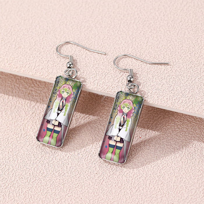 Wholesale Earrings Secondary Cartoon Earrings Animation Peripheral Time Gem Rectangular Earrings