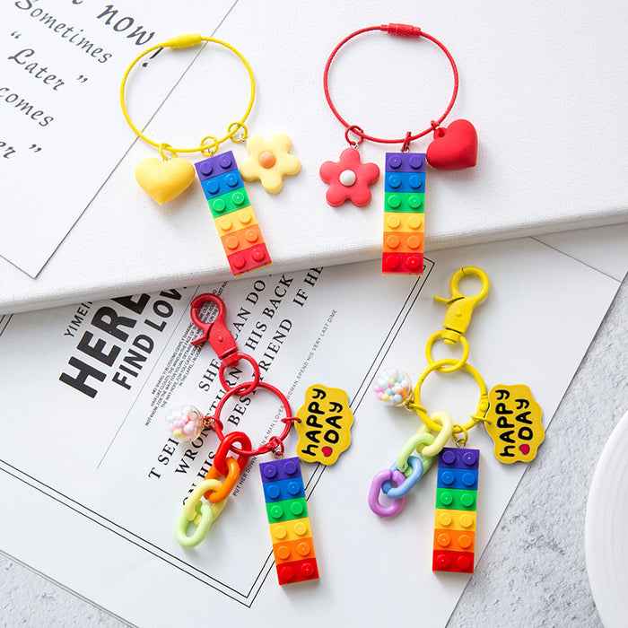 Wholesale Skittles Building Blocks Car Metal Keychain JDC-KC-YChen010