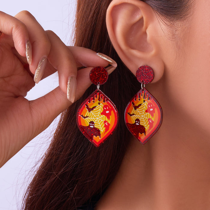 Wholesale  Day Earrings Jewelry Ghost Eyes Funny Holiday Leaf-shaped Acrylic Earrings