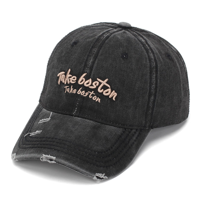 Wholesale Vintage Distressed Baseball Cap Military Green Embroidery Sun Protection Fashion Accessory