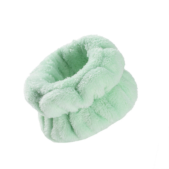 Wholesale Solid Color Plush Wristband Women' s Face Wash Wrist Waterproof Headb Flannel Sweat Wipe Bracelet