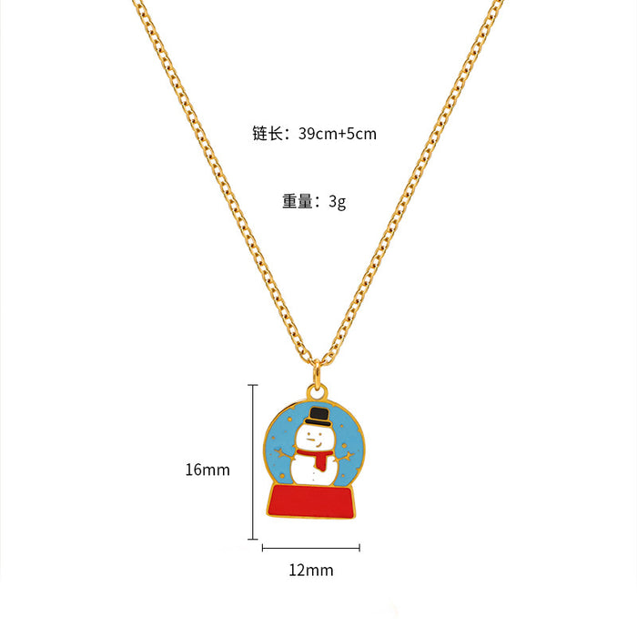Wholesale Christmas Cartoon Oil Dripping Creative Design Necklace