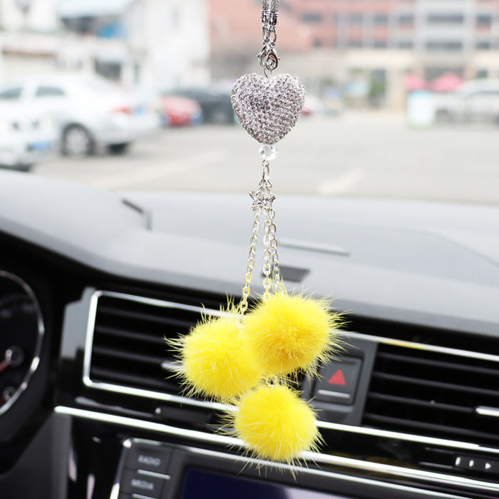 Wholesale Pink Plush Fur Ball Car Pendant Heart Design Car Interior Decoration