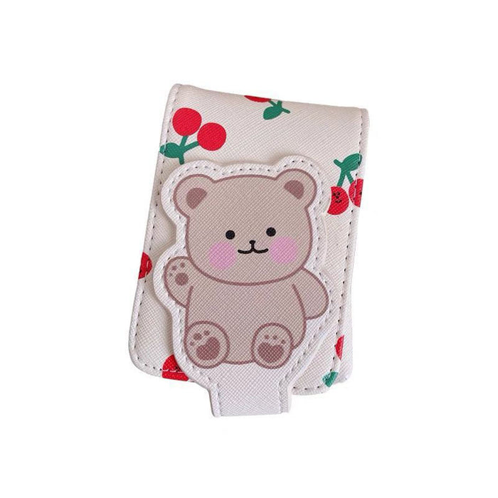 Wholesale Mini Portable Travel Makeup Storage Bag Mirror Bear Shaped Lipstick Pouch Girl's Personal Carry-on Organizer Protective Case