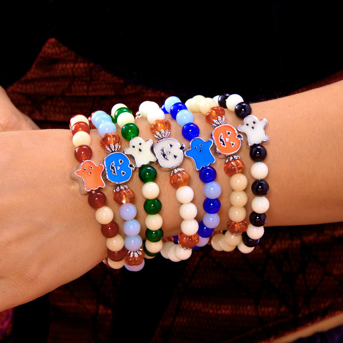 Wholesale  luminous beaded bracelet cute funny ghost pumpkin pendant bracelet