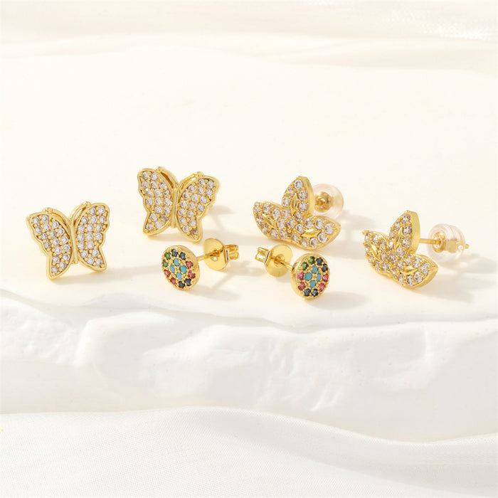 Wholesale 18K Gold-plated Copper-plated Zircon Heart-shaped Earrings JDC-ES-TianYi005