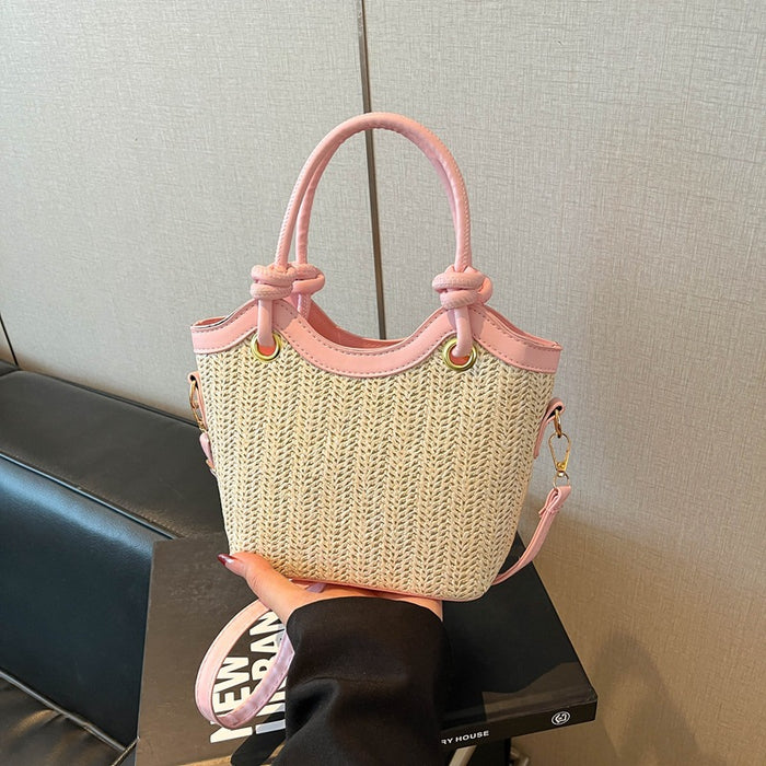 Wholesale Trendy Straw Woven Bucket Bag with Detail for Daily Use Fashion Accessory