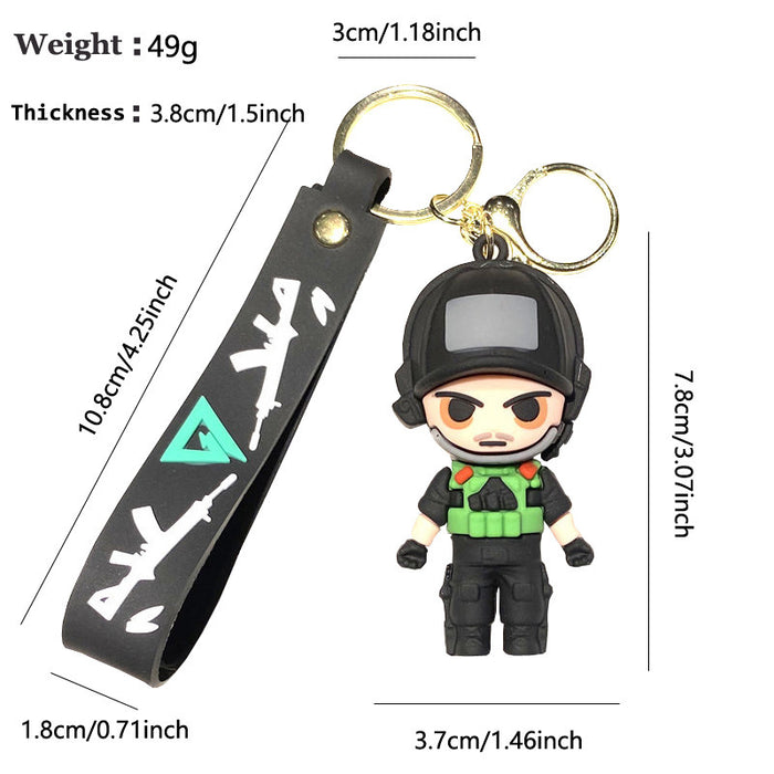 Wholesale Cartoon PVC Delta Action Keychain Bag Charm Game Pendant Student Gift MOQ≥2