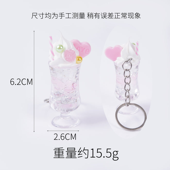 Wholesale Simulated Milk Tea Cup Pendant Fresh Style Keychain Bag Charm Modern Casual Accessory MOQ≥2