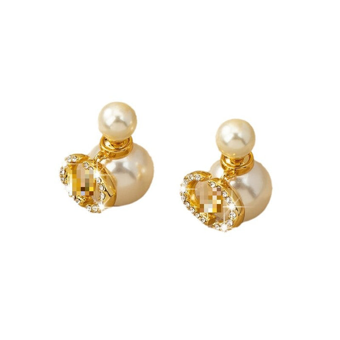 Wholesale Diamond-encrusted pearl earrings
