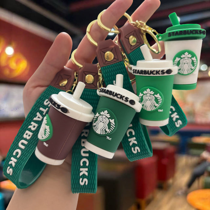 Wholesale Cup keychain cartoon exquisite car keychain milk tea cup student bag pendant