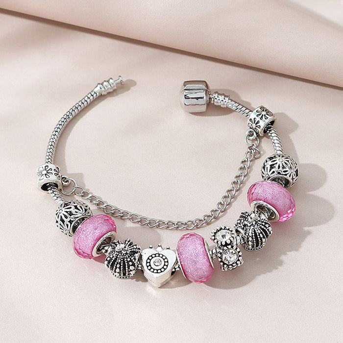 Wholesale Hollow Crown Heart Shape Beaded Crystal Bracelet JDC-BT-Qianzi001