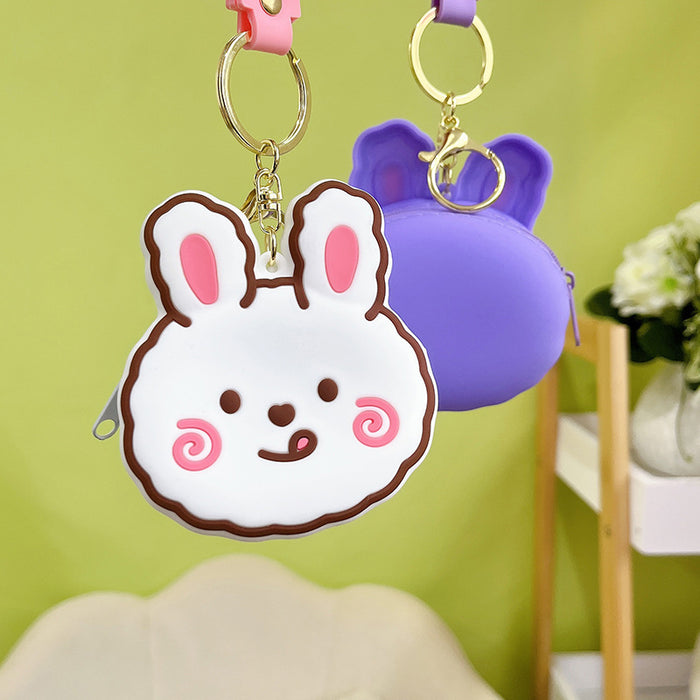 Wholesale Corrugated coin purse headset storage chartered car key chain creative schoolbag pendant couple cute small gifts