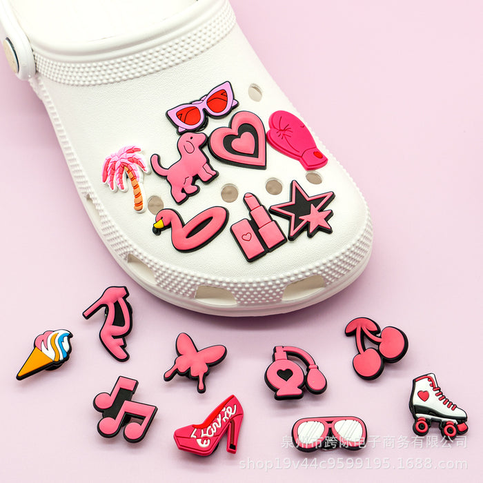 Wholesale New Pink Casual Series Shoes Flower Shoes Buckle Hole Slippers Sports Bracelet Hole Bag Accessories Decorative Buckle