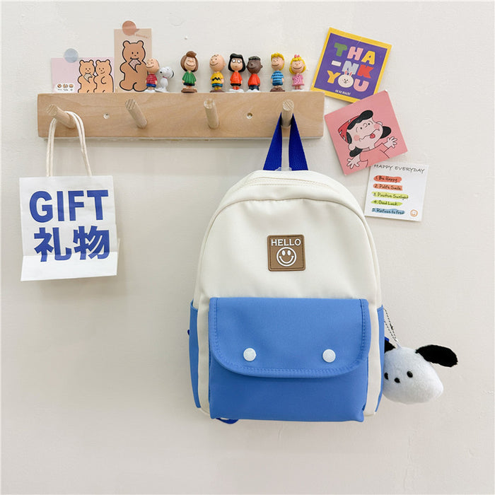 Wholesale Children' s Bag Fashion Oxford Cloth Contrast Backpack Kindergarten Baby School Season Schoolbag