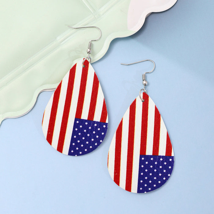Wholesale Leather earrings with printed pentagram PU leather earrings and water droplet multi-layer earrings wholesale