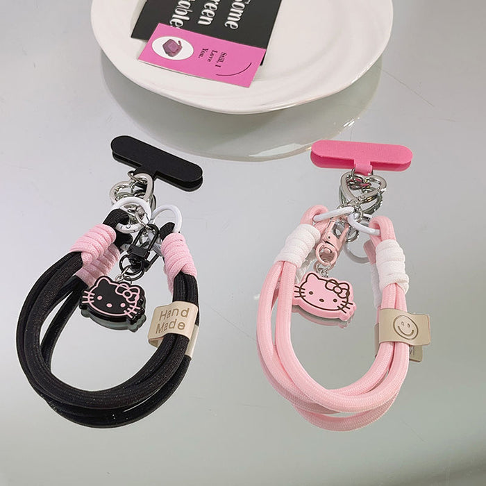 Wholesale Dual-tone clasp girl pink 3D cat phone chain keychain