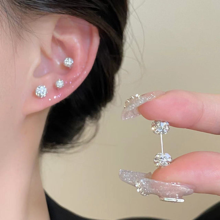 Wholesale Double-headed spiral diamond ball earrings
